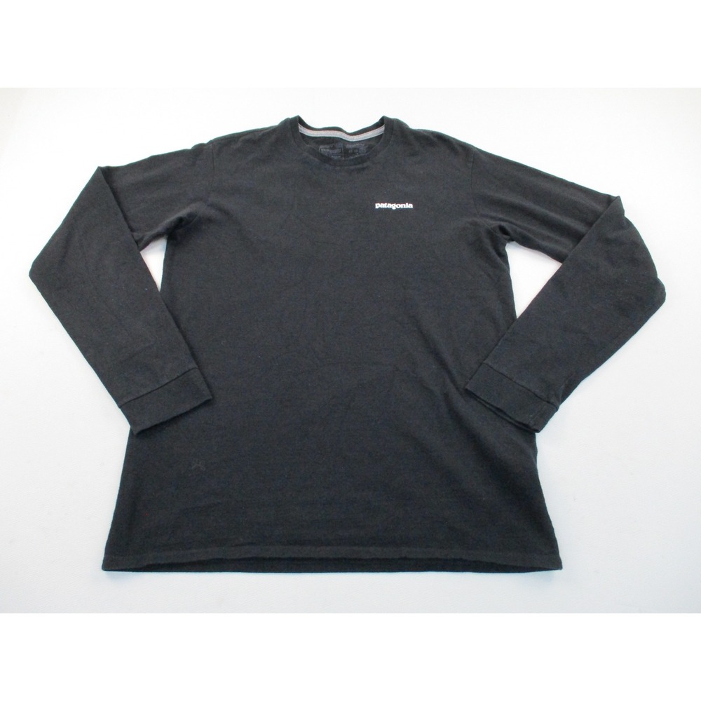 Patagonia Shirt Mens Medium Black Responsibili-Tee Long Sleeve Logo Graphic